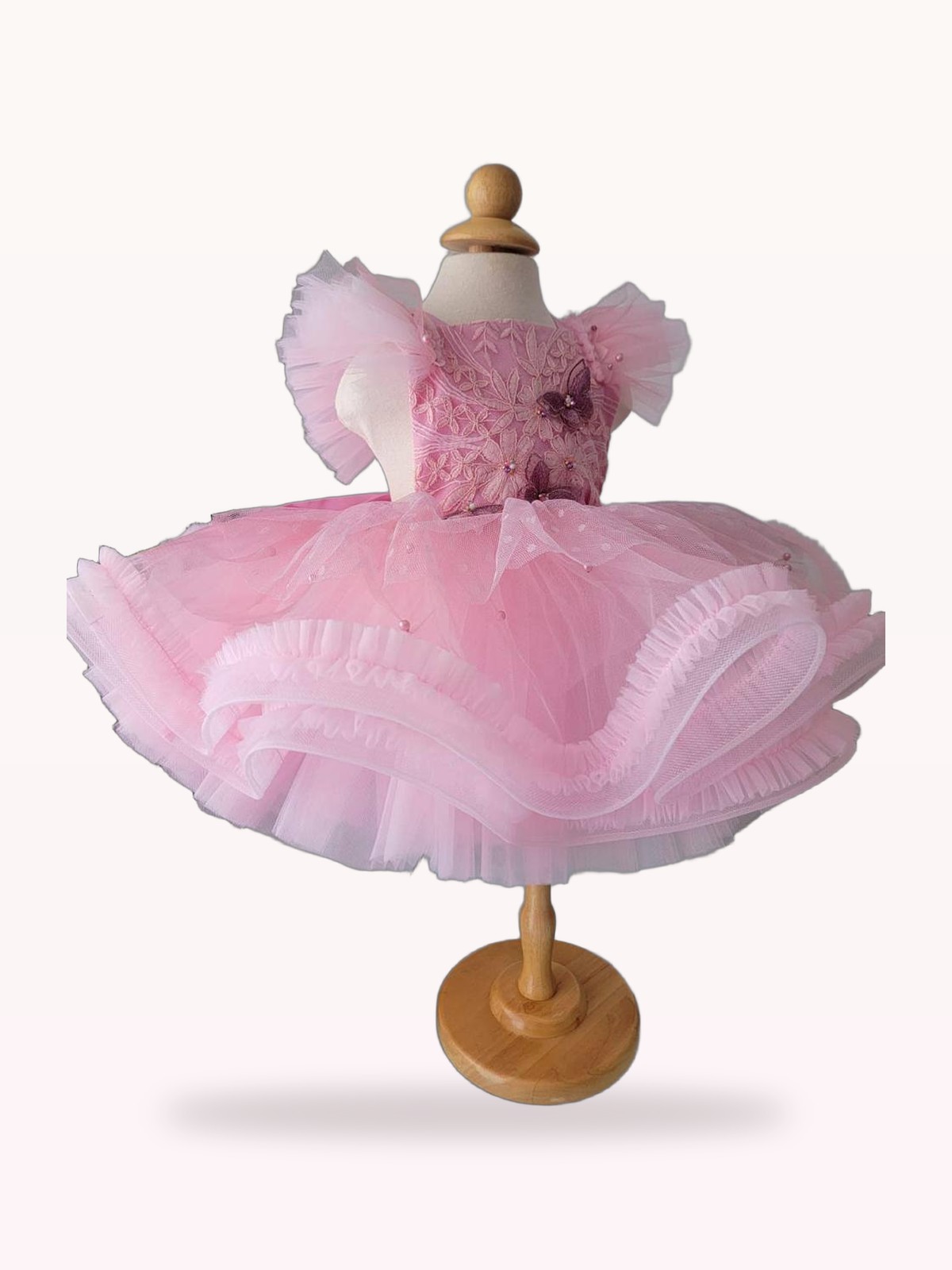 Vestido tul rosa con lazo