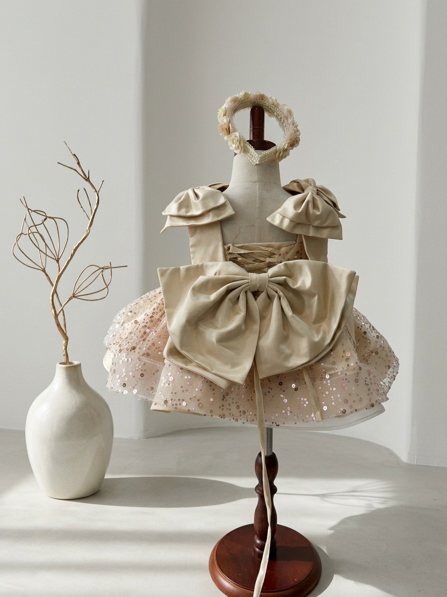 Vestido champagne 1-2 Años