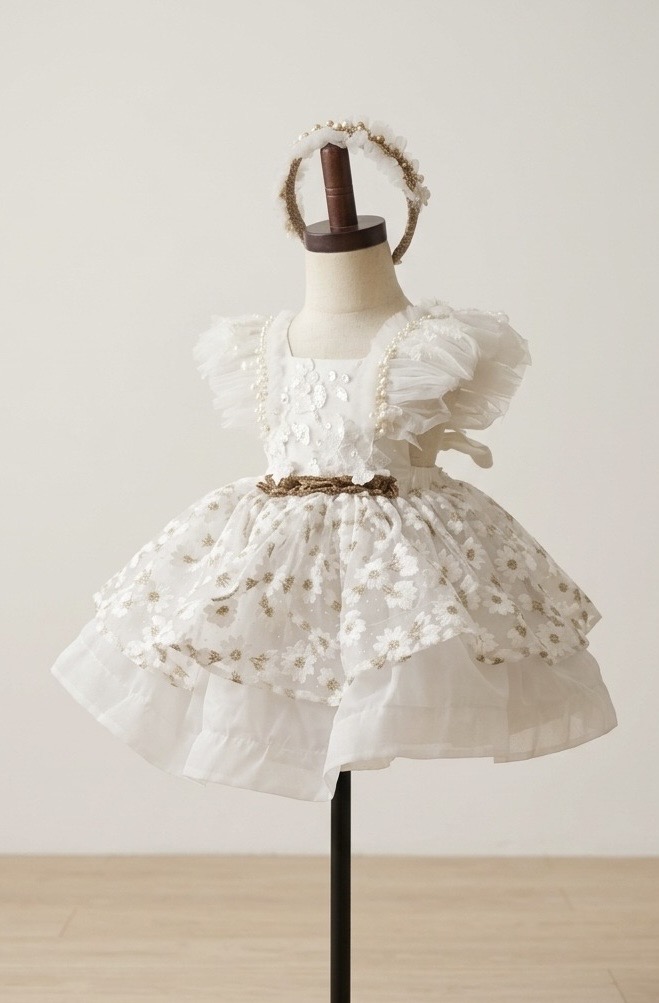 Vestido blanco rositas Amalia